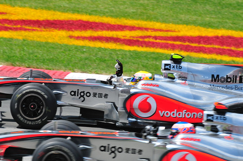 Lewis Hamilton wins the 2010 Canadian Grand Prix, and salutes the crowd