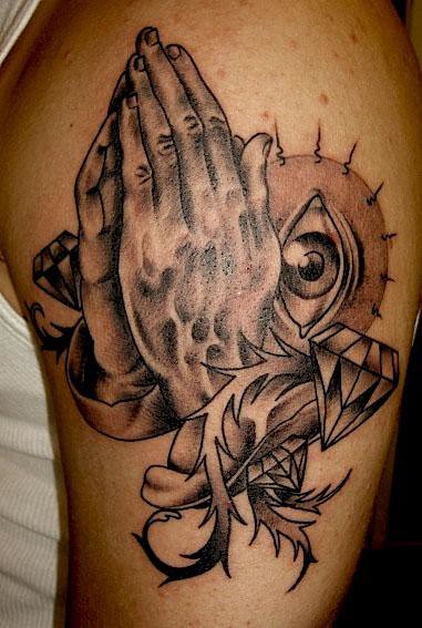 Praying hands Scott Santee Short North Tattoo