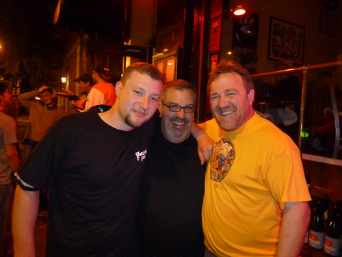 Brian Grossman, Tom Peters and Terence Sullivan outside Monk's