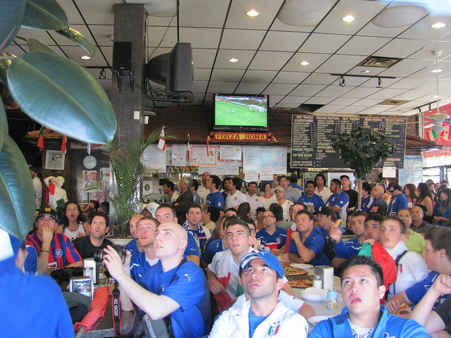 Watching World Cup in Vancouver: Italia Fans at Caffe Roma Sports Bar on Commercial Drive