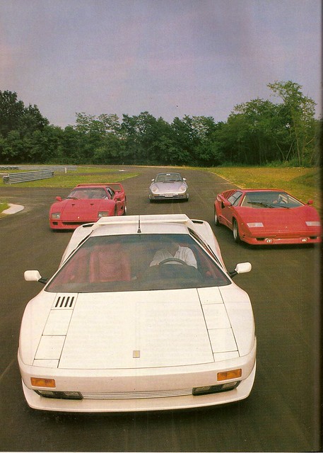 Cizeta V16T v Ferrari F40 v Porsche 959 v Lamborghini Countach Test 1989 1