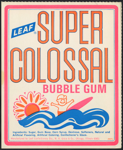 Candy Machine Vending Insert Card - Leaf Super Colossal bubble gum - surfer - 1960's 1970's