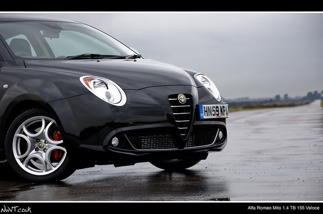 Black Alfa Romeo Mito 14 TB 155 Veloce Front Detail Shot Looking Into The 