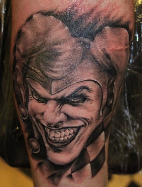 joker face tattoo by Mirek vel Stotker