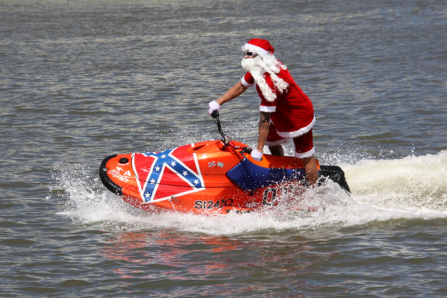 Santa on a jet ski on the Brisbane River 2