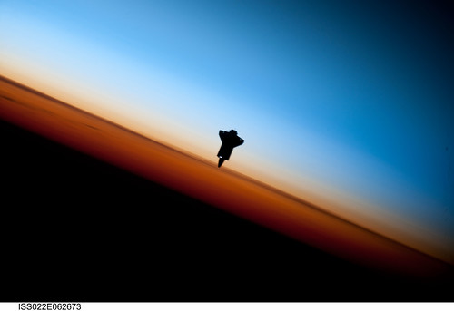 Space Shuttle Endeavour Over Earth (NASA, International Space Station Science, 02/09/10)