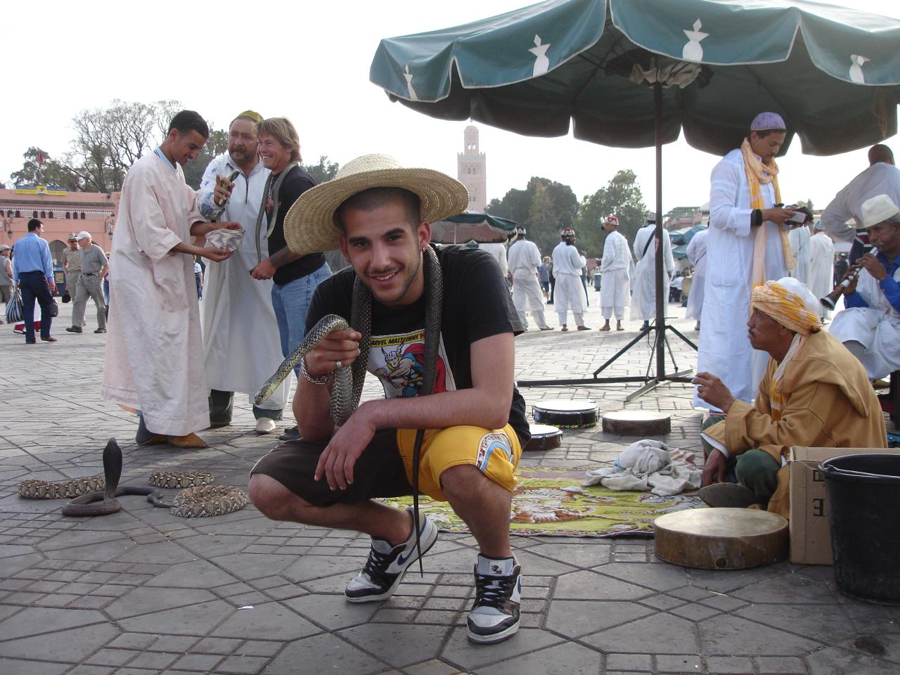 Snake Charmers in Jemaa el-Fnaa square in Marrakech