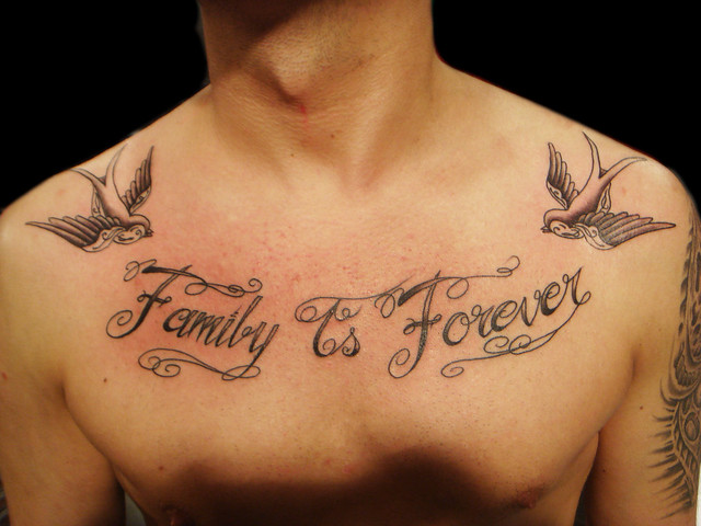 Family is forever lettering tattoo