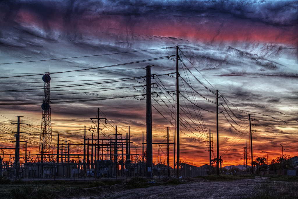 Power Station Sunset in HDR