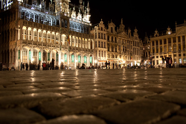 The Grote Markt (Grand Place) of Brussels.  17th century guildhouses and more. 
