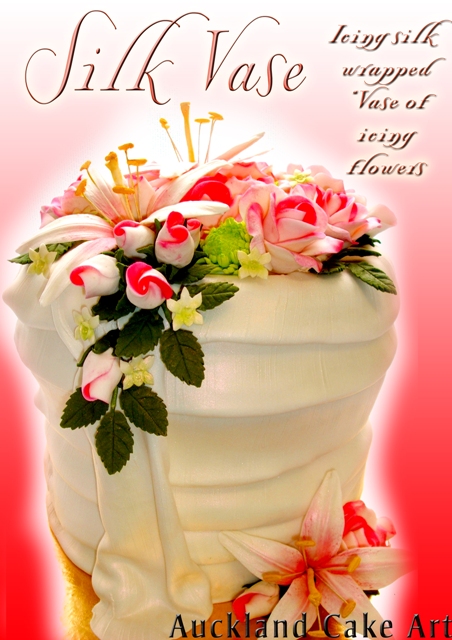 SILK VASE shaped wedding cake 3 layers in graduating sizes covered with 