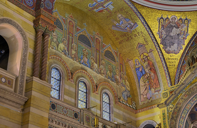 Cathedral Basilica of Saint Louis, in Saint Louis, Missouri, USA - mosaic of Last Supper in sanctuary