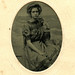Matted Tintype of a Seated Young Woman, Ocean Backdrop