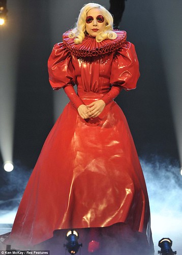 Lady Gaga Elizabethan red latex dress by Abiola's Photo Diary