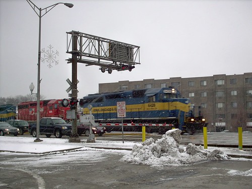 Westbound Iowa, Chicago & Eastern freight train crossing Grand Avenue. Elmwood Park Illinois. December 2007. by Eddie from Chicago