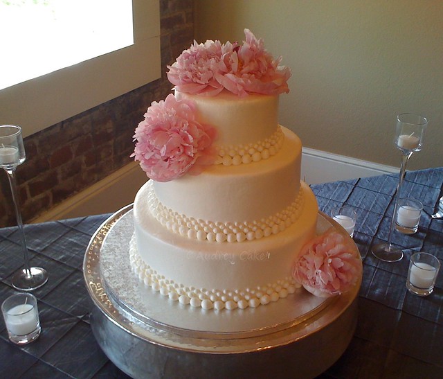 Peony Wedding Cake This elegant cake greeted the happy couple with 