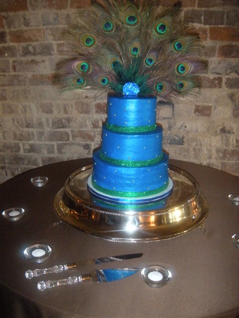 Peacock wedding cakemade by Morsels Bakery for my wedding