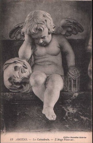 Vintage Postcard ~ Angel & Skull