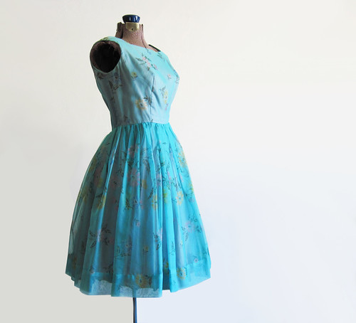vintage 1950s Persephone Party Dress in Teal