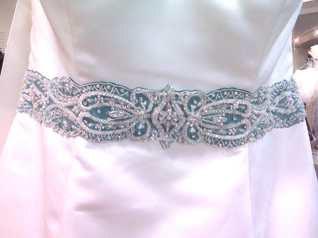 Aqua Wedding Dress Sash It's all in the details I went to a couture Bridal