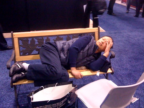 Dude sleeping on the #ces showfloor