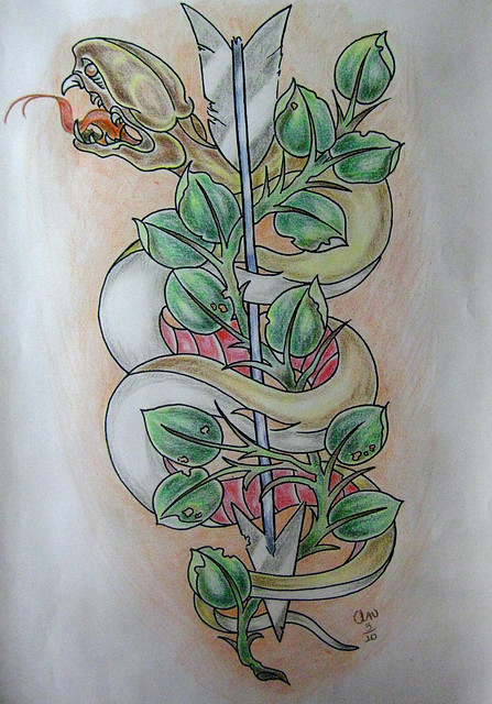 snake tattoo flash by cl udia f