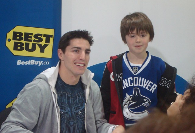 Vancouver Canucks Star Alex Burrows Posing for Photos at Best Buy Vancouver