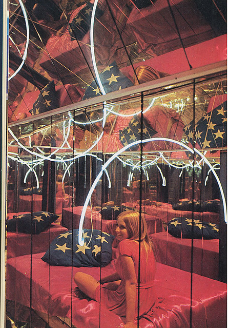 patriotic neon lights mirror room