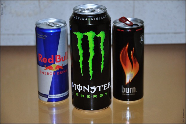 Red Bull Monster Energy Burn Energy drinks Taken with a Nikon D90 