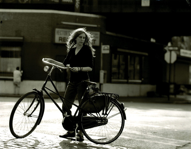 Patti and her bicycle. Meatpacking District, New York, NY. 1999.