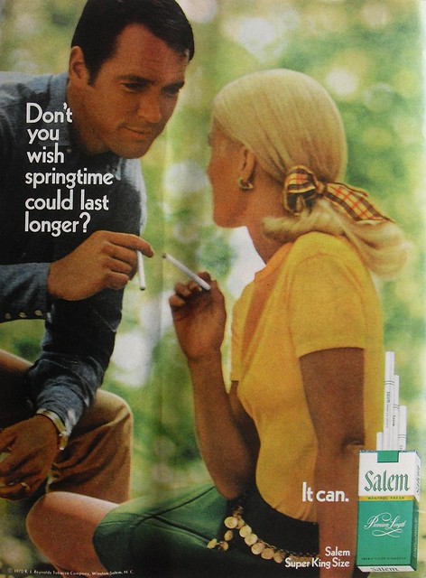1970 Salem Menthol Cigarettes Vintage Advertisement Man Woman Smoking Tobacco