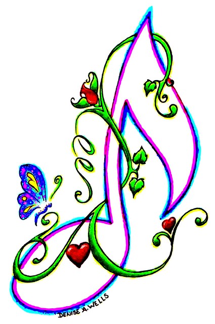 Butterfly Music Note Tattoo Designs