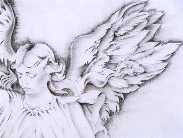 angel wings drawing Handrawing made with charcoal