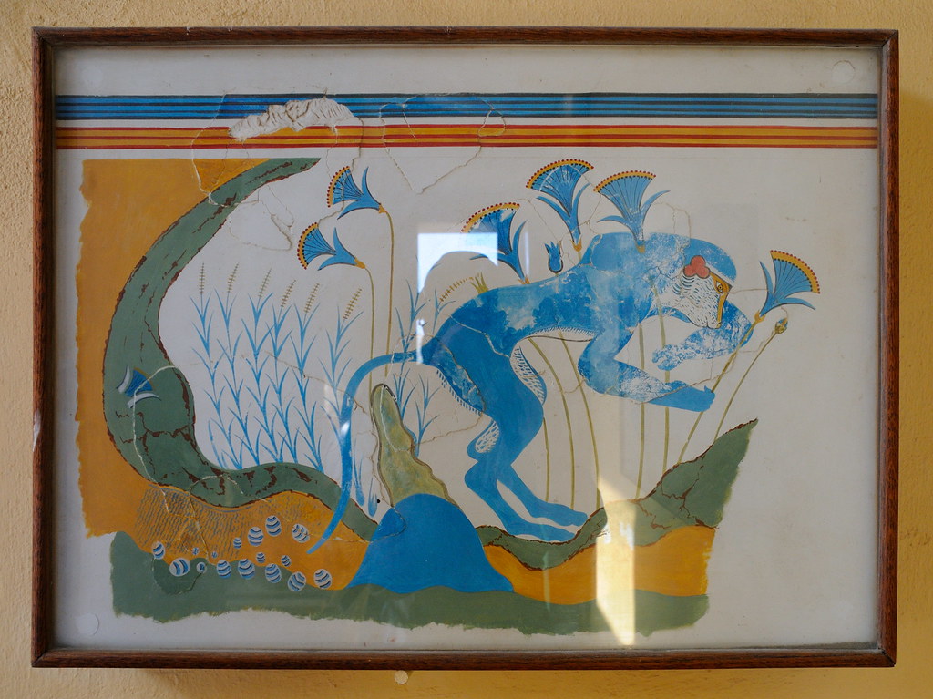 0460-20091003_Crete-Palace of Knossos-Room with the Frescoes-the 'Blue Monkey' Fresco