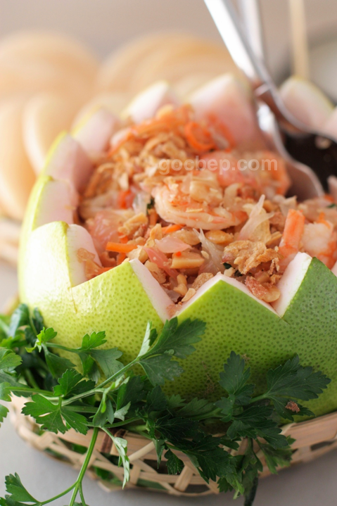 Homemade Vietnamese style pomelo fruit salad