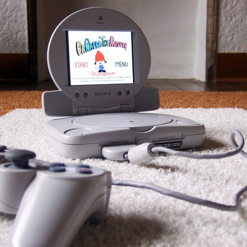 PSone system + monitor + PaRappa