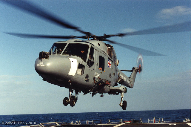 British Helo from HMS Coventry landing on USS Carr