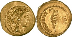 RRC 505/1 Aureus Cassius Liberty Aplustre