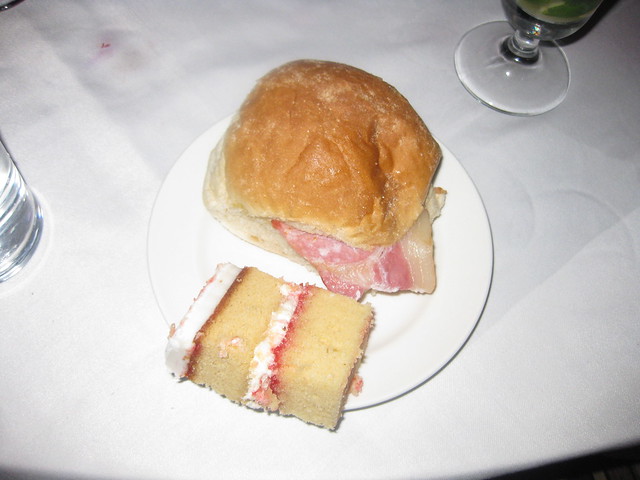 Wedding cake and bacon buttie