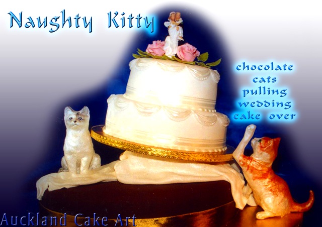 NAUGHTY KITTEN wedding cake I made the 2 edible cats to represent the 
