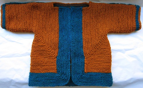 Orange & Blue Baby Surprise Jacket -- Front