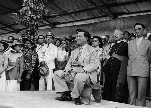 7th March 1957 - South Vietnamese President Ngo Dinh Diem (1901 - 1963), at a fair in the central highlands shortly after an attempt on his life was foiled.