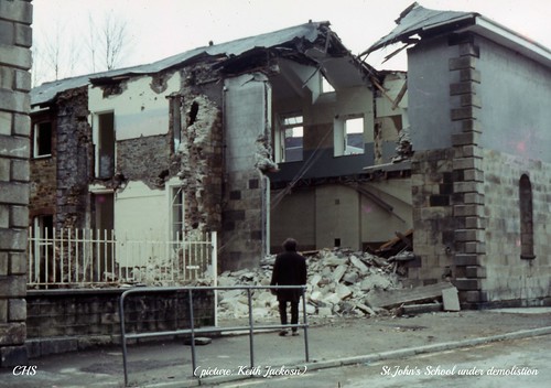 An unnamed bystander watches the demolition of St.John's School 1972 by www.stockerimages.blogspot.co.uk