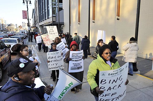 Detroit City workers and their supporters protest against the Bing administration's corporate-oriented policies that calls for large-scale downsizing and shrinking the municipality. by Pan-African News Wire File Photos