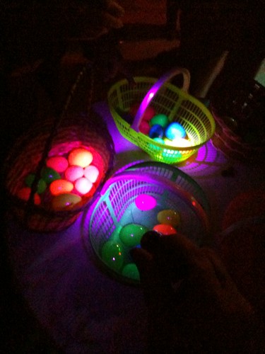 Near-UV LED flashlight making Easter eggs glow