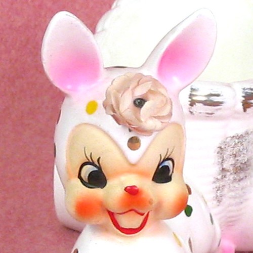 Wacky Bunny Planter Vintage closeup by TipsyTimeMachine