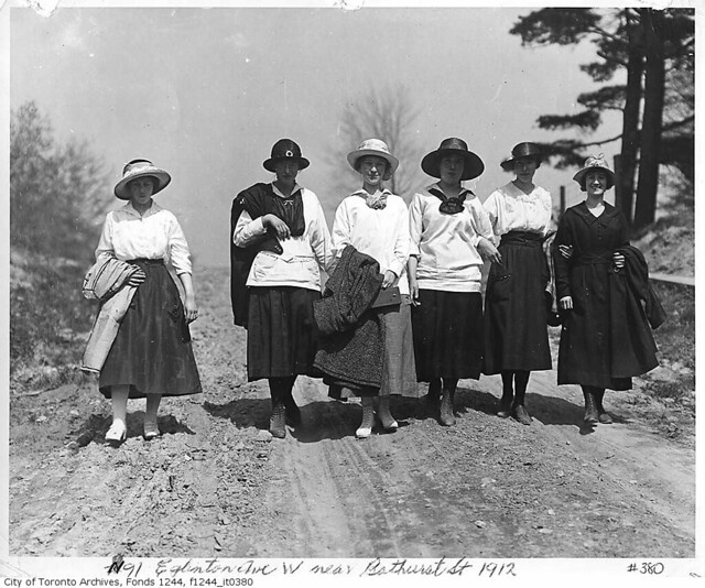 Women walking on Eglinton Avenue West near Bathurst Street