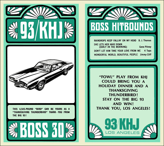 1969 Nov 12 - Issue #228 - KHJ's giving away a land yacht in the Thanksgiving Thunderbird promotion.