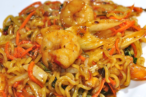 Mmm...spicy shrimp and noodles