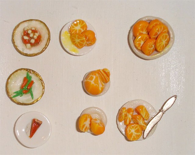 miniature fimo food left to right Sweet potatoes with marshmellows
